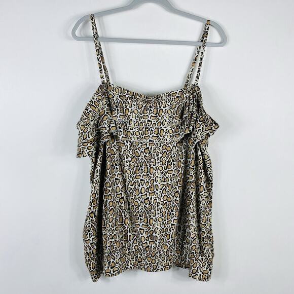 Lane Bryant Plus Size 22 24 Leopard Animal Print Ruffle Tiered Cami Top - Picture 1 of 4